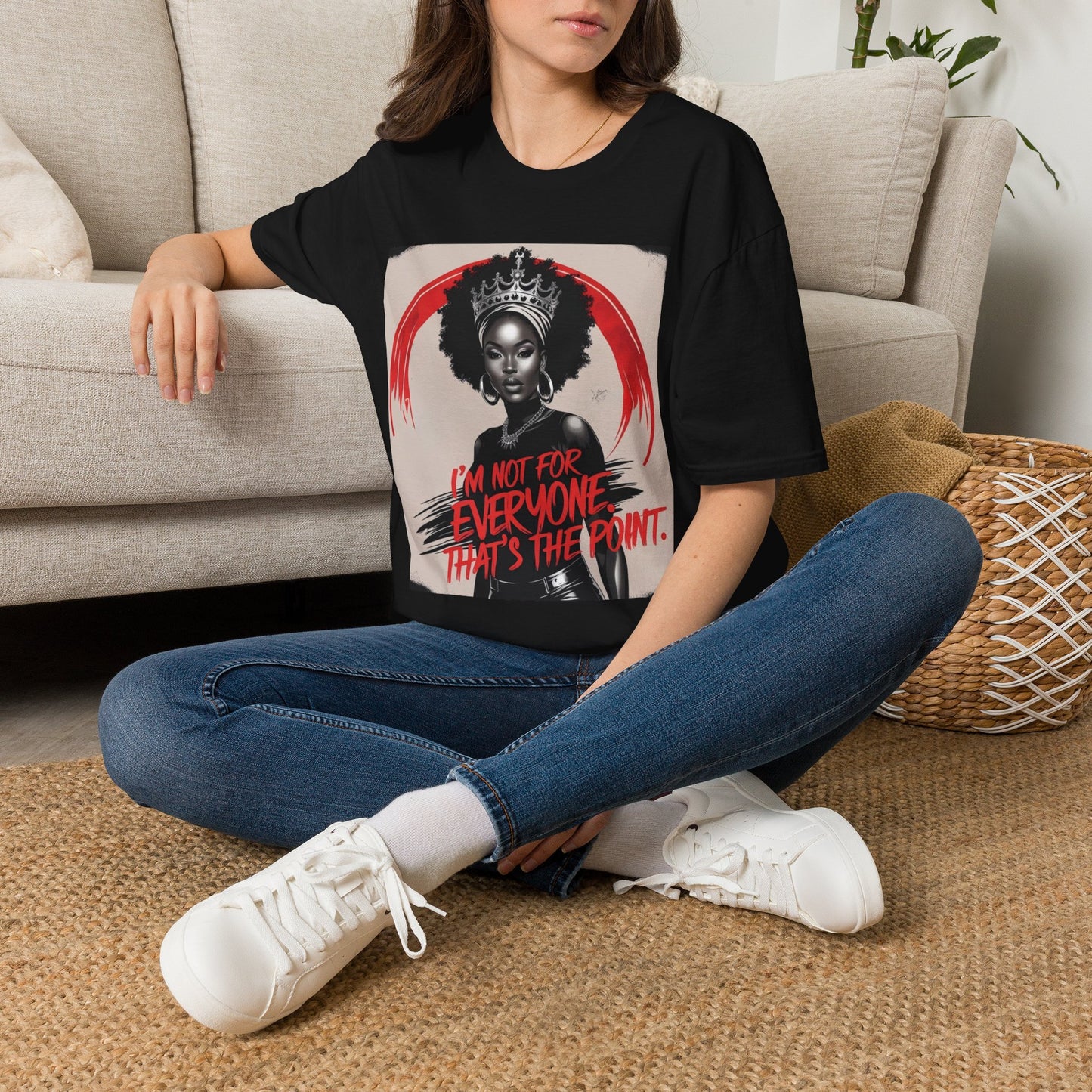 Crowned Queen Graphic Tee – “I’m Not For Everyone. That’s the Point.” | Bold Black Woman Empowerment T-Shirt