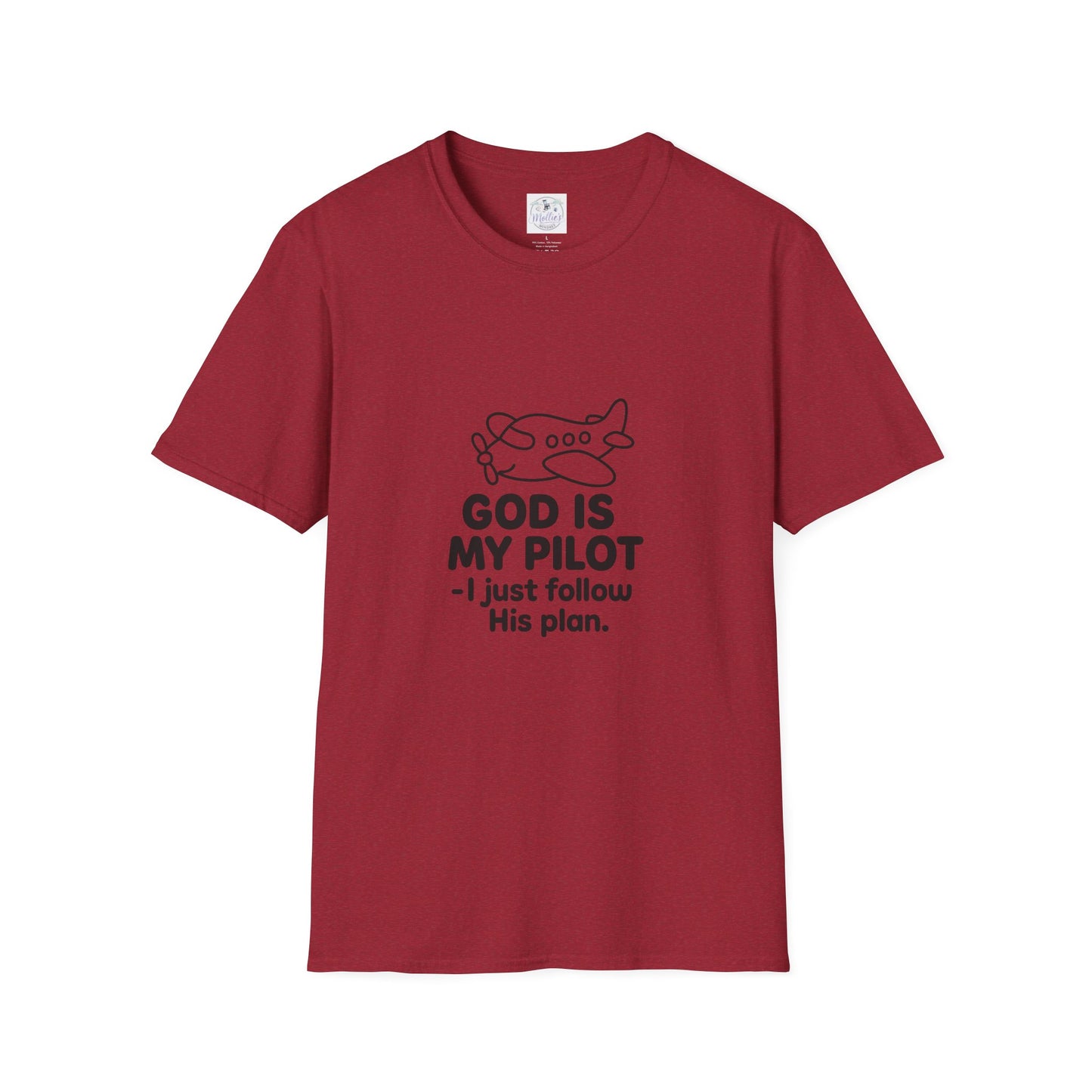 God Is My Pilot plane graphic T-Shirt | Christian faith aviation tee