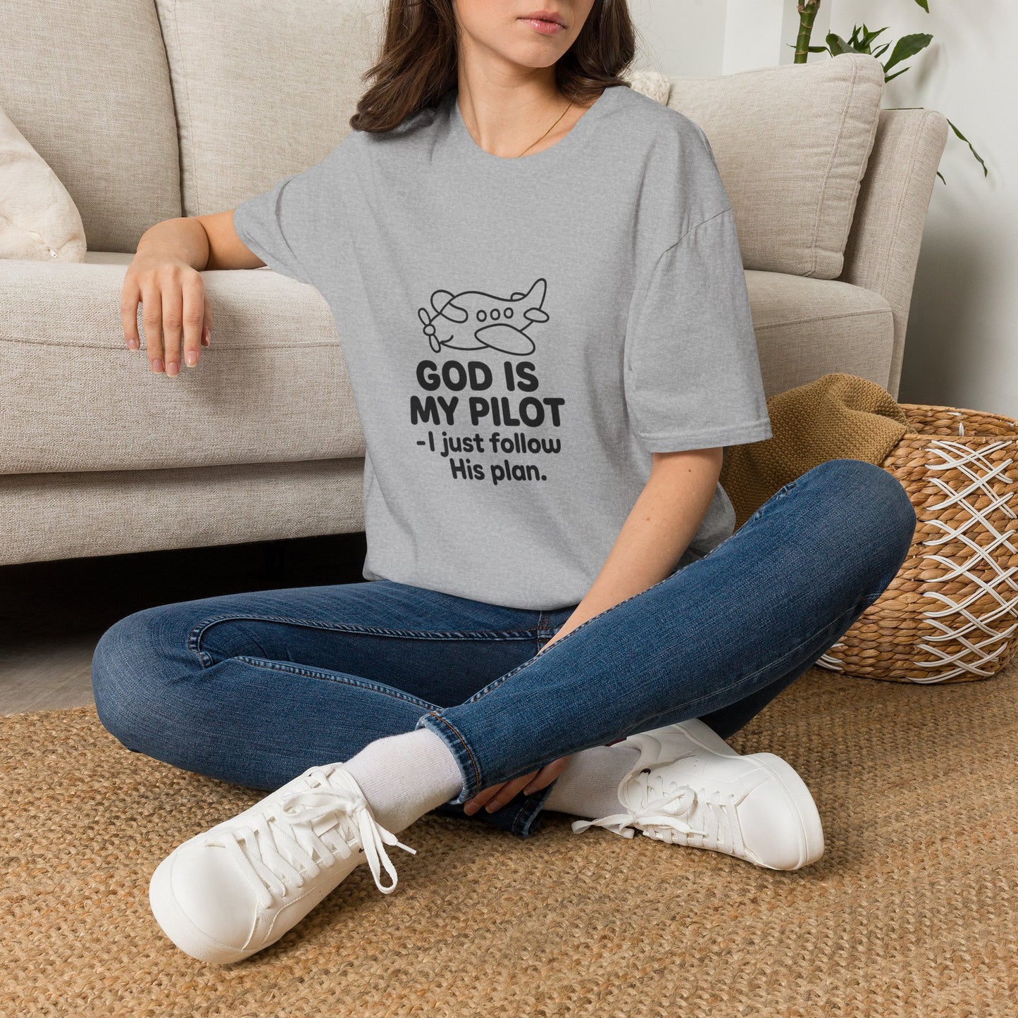 God Is My Pilot plane graphic T-Shirt | Christian faith aviation tee