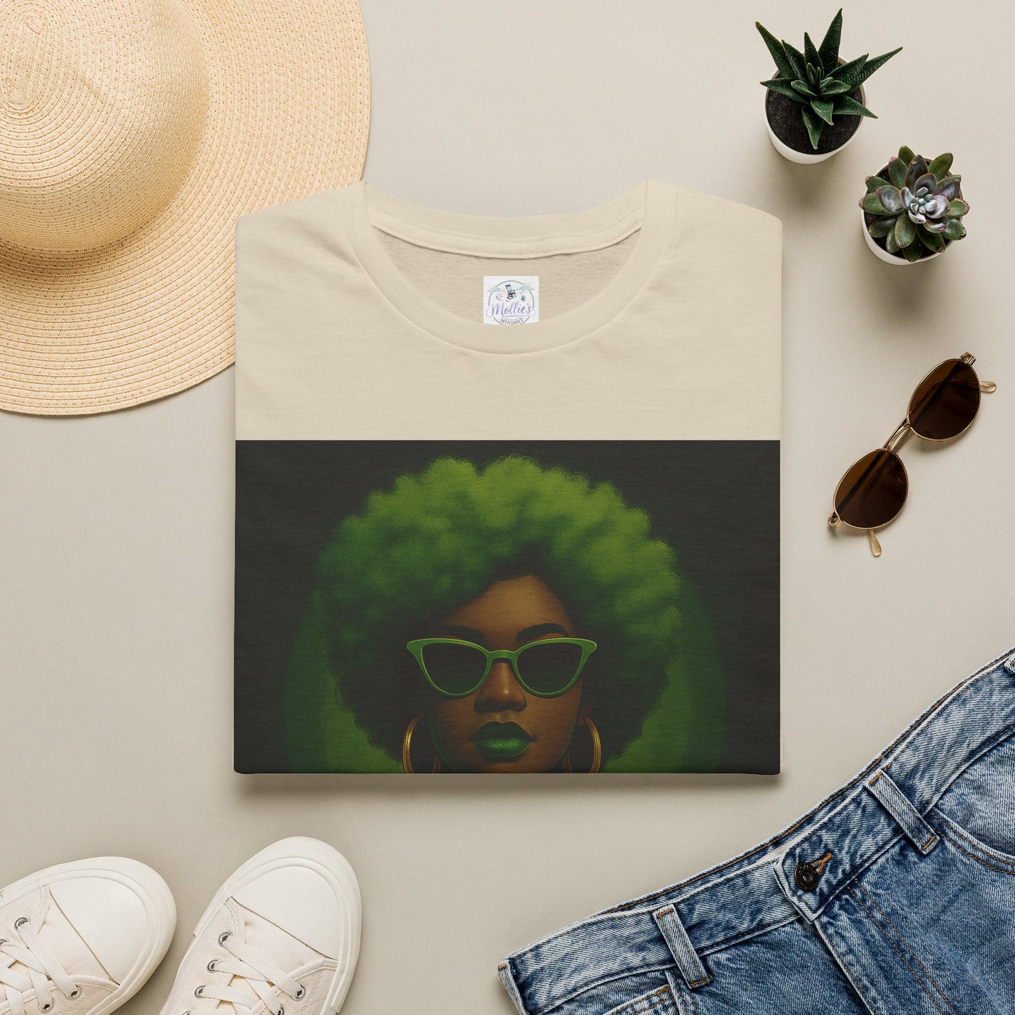 Unapologetically Taurus Green Afro Queen T-Shirt | Bold Zodiac Graphic Tee for Confident Women