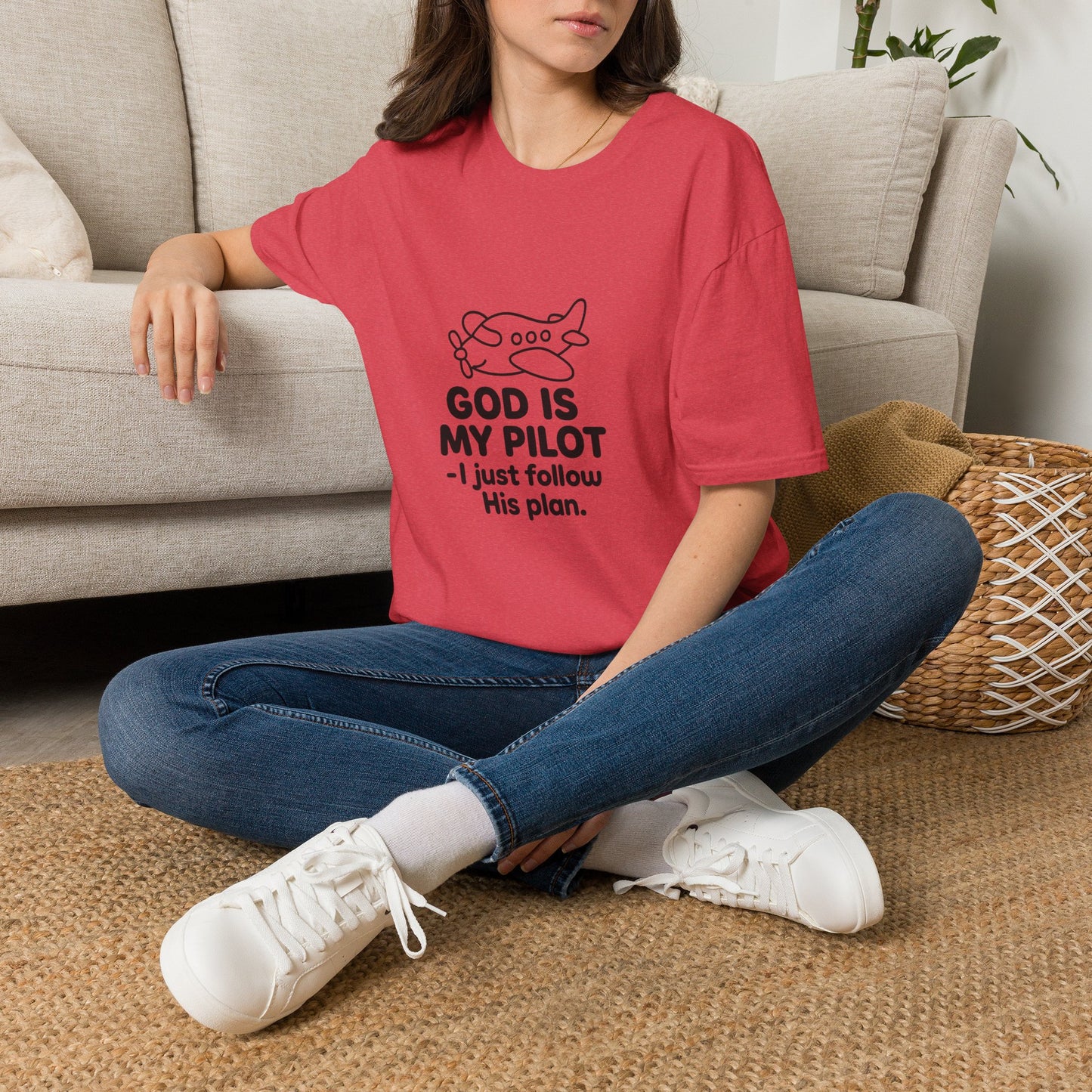 God Is My Pilot plane graphic T-Shirt | Christian faith aviation tee