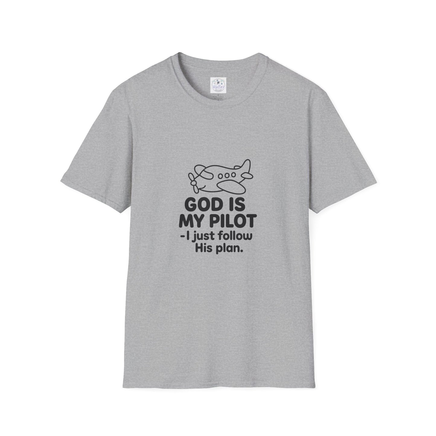 God Is My Pilot plane graphic T-Shirt | Christian faith aviation tee