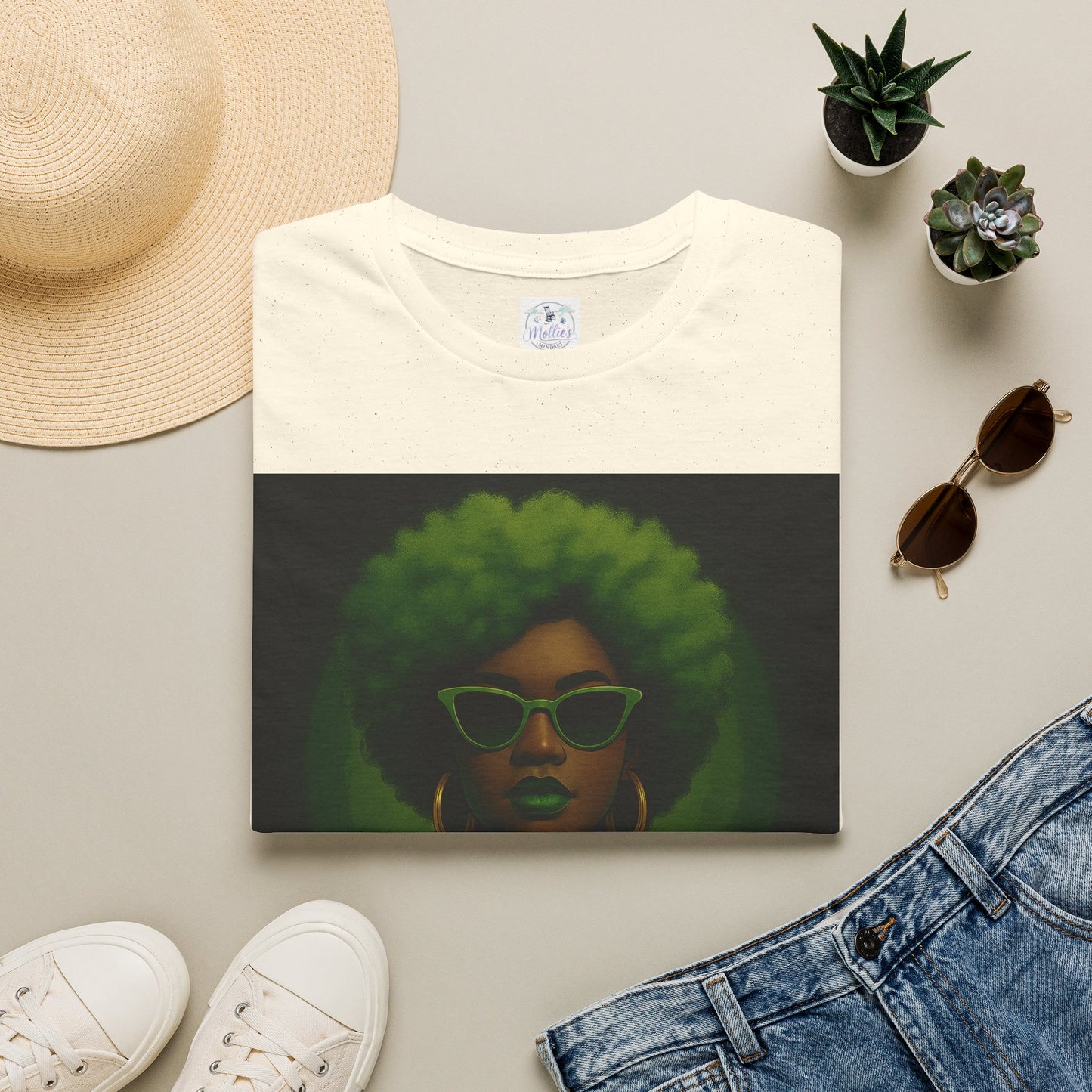 Unapologetically Taurus Green Afro Queen T-Shirt | Bold Zodiac Graphic Tee for Confident Women
