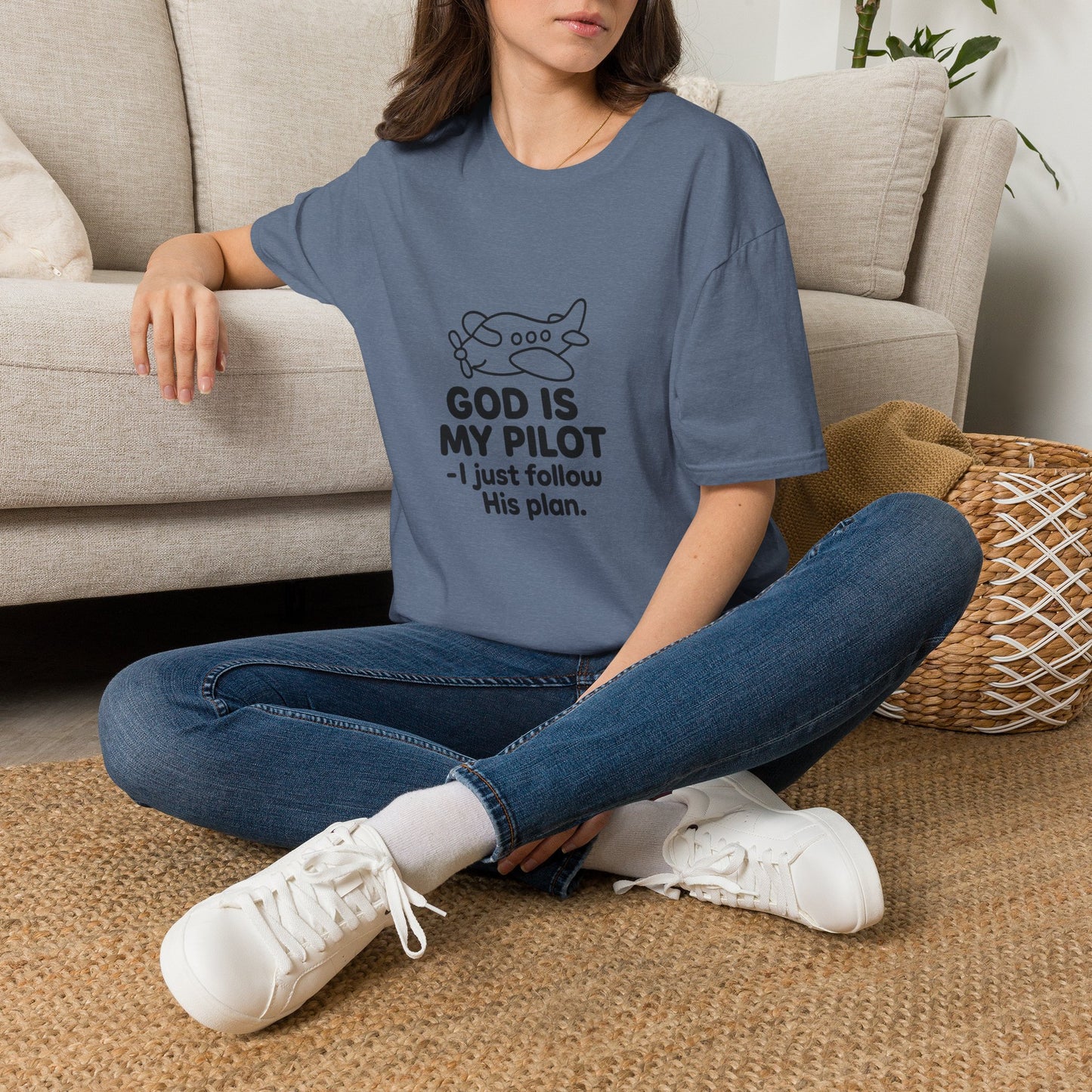 God Is My Pilot plane graphic T-Shirt | Christian faith aviation tee