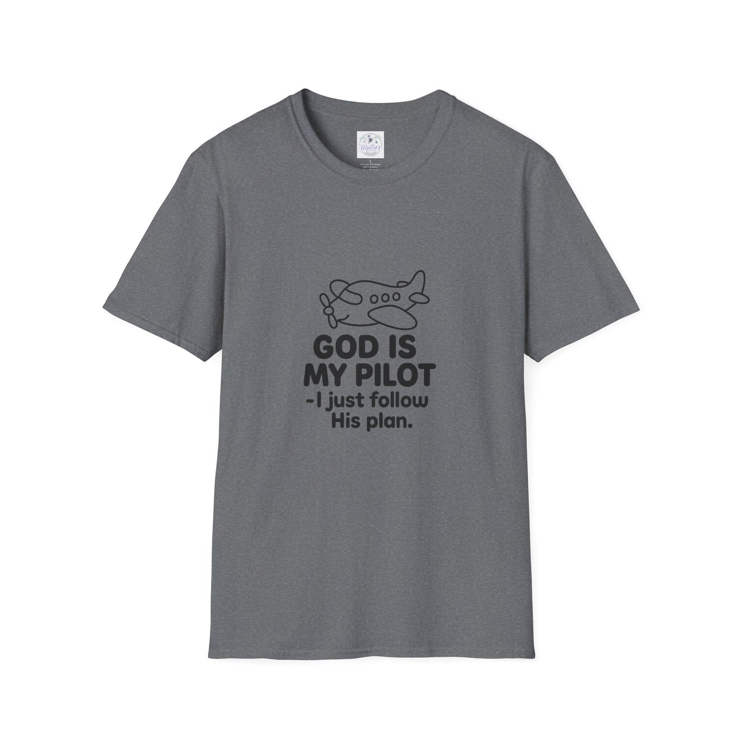 God Is My Pilot plane graphic T-Shirt | Christian faith aviation tee
