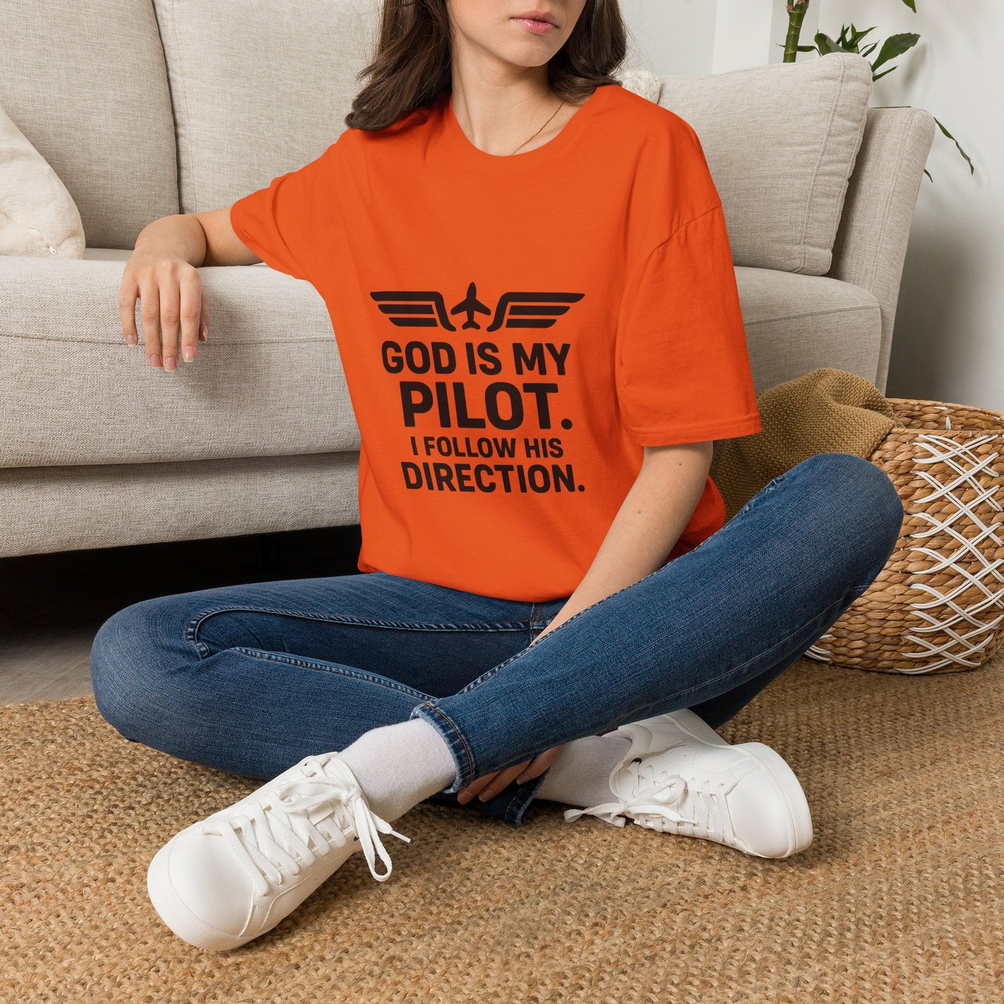 God Is My Pilot T-Shirt | Christian Pilot Shirt | Aviation Faith Tee | Airplane Lover Gift | Inspirational Christian Gift