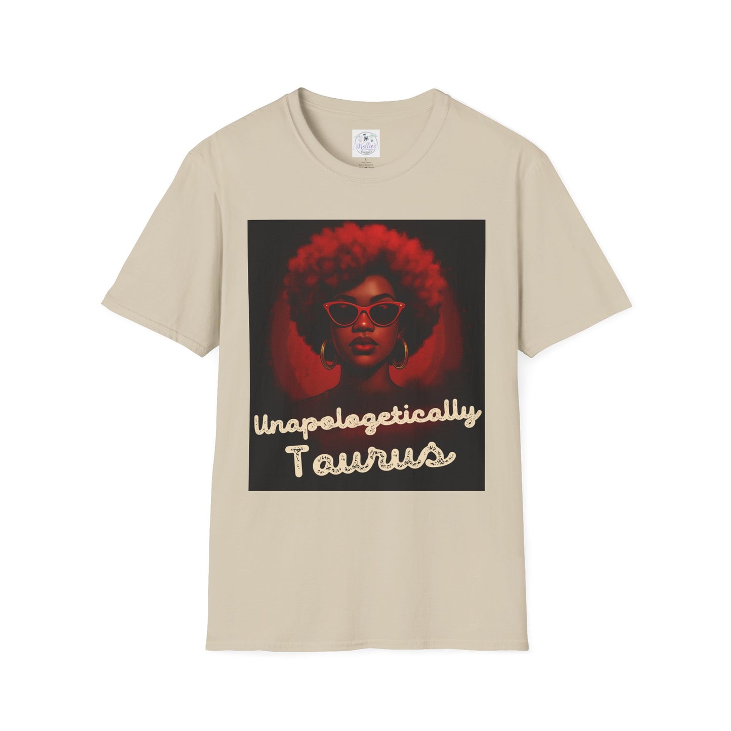 Unapologetically Taurus Red Afro Queen T-Shirt | Bold Zodiac Shirt for Confident Women
