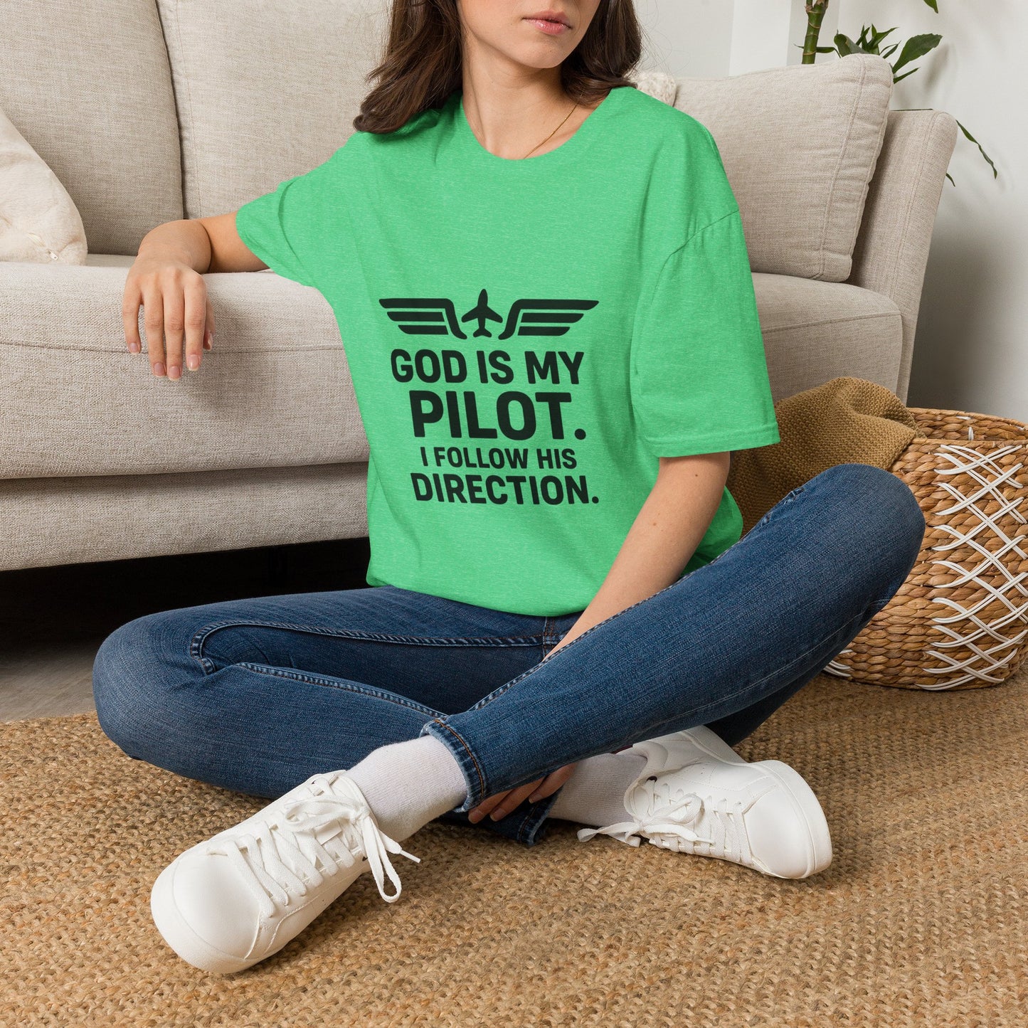 God Is My Pilot T-Shirt | Christian Pilot Shirt | Aviation Faith Tee | Airplane Lover Gift | Inspirational Christian Gift