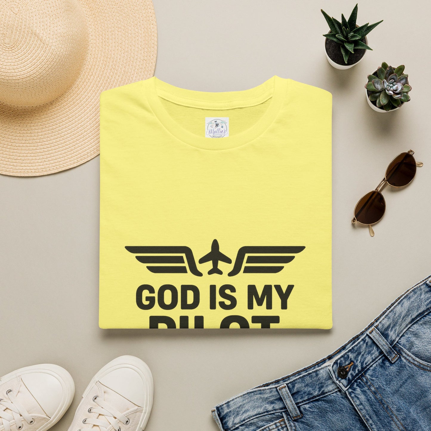 God Is My Pilot T-Shirt | Christian Pilot Shirt | Aviation Faith Tee | Airplane Lover Gift | Inspirational Christian Gift
